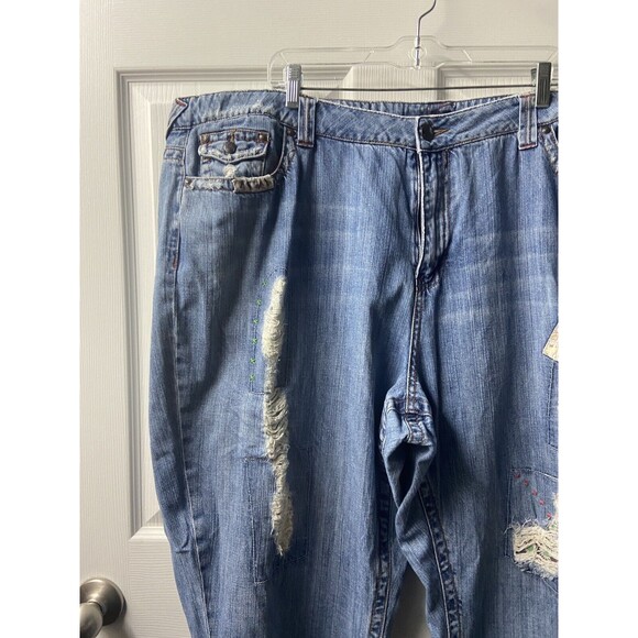 Lane Bryant Venezia Boot Cut Jeans Women's 28 Embellished Patchwork Distressed - Picture 2 of 9